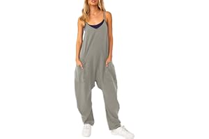 Lenugeo Latzhosen Für Damen, Lässige Overall Jumpsuits Frühling Sommer Herbst, Ärmellose Overalls + Lange Weite Beine