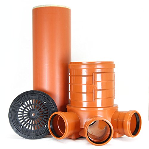 KG Schacht DN300 Komplett SET 1,24m KG Rohr Kanal Entwässerung Regendeckel rund