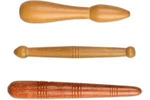 Healeved Lot de 3 stylos d'acupuncture de massage des mains des pieds bâton en bois outils de massage en profondeur des tissus d'acupuncture manuel stylo de massage pour le méridien