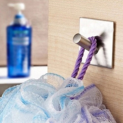 Japace® Selbstklebend Kleiderhaken aus Gebürstetem Edelstahl , Handtuchhaken Huthaken Wandhaken Mantelhaken Garderobenhaken für Küche Badezimmer - 3