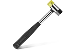 DBOO 25mm Double-Face Soft Mallet Black Lightweight Rubber and Plastic Hammer Plastic Coated Grip Dual Head Rubber Hammer