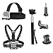 Produktbild dovob Action Kamera Zubehör-Kit inklusive Head Strap Mount + Brustgurt Gurt Harness Halterung + Selfie Stick Einbeinstativ für GoPro/Apeman/Akaso/Panasonic/DBPOWER/camkong/wimius/Fujifilm/kann/campark