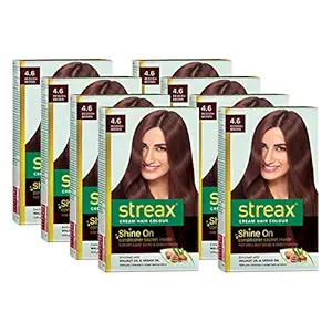 Streax Cream Hair Color for Unisex, 60ml - 4.6 Reddish Brown (Pack of 8)