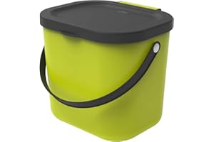 Rotho Albula Cestino Bio con Coperchio e Manico per la Cucina, Plastica (PP) senza BPA, Verde Chiaro/Grigio (Antracite), 6 L, 23.5 x 20.0 x 20.8 cm