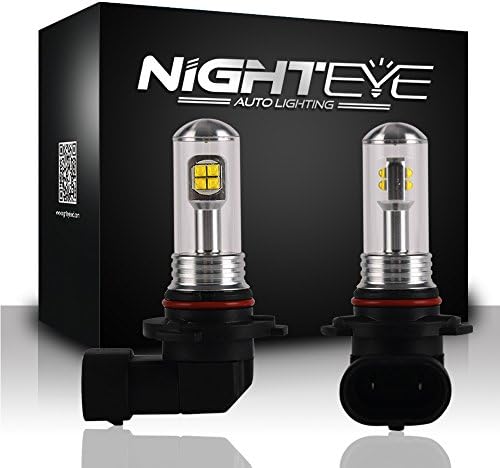 NIGHTEYE Automotive LED Fog Light Bulbs - 9005 80W 1500LM/Set 6000K Cool White - 1 Yr Manufacture Warranty