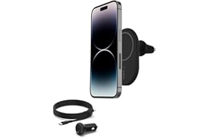 Belkin BoostCharge Magnetic Wireless Car Charger, MagSafe-compatible magnetic car vent phone mount for iPhone 17, Air, 16, 15, 14, 13, 12, Pixelsnap and More (Cable and Charger Included)