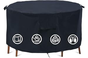 LATKRUU Garden Furniture Covers Waterproof, Garden Table Cover Round Patio Furniture Table Covers Outdoor Round Table Cover Patio Set Cover Protection Windproof Anti-UV Circular (Ø160x71cm)