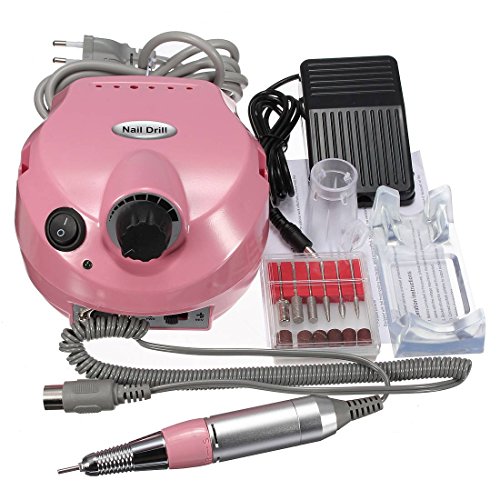 DANCINGNAIL 220V Acrylic Electric Nail Drill File Buffer Bits Manicure Pedicure Kit Set Pink