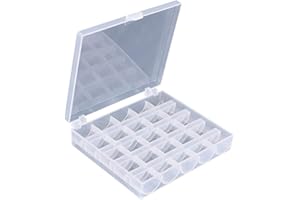 25 Capacity Empty Bobbins Case Organiser by UMTMedia® Sewing Machine Bobbin Clear Box Storage - for Brother Singer Janome Elna Toyota Bernina