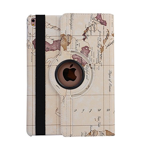 iPad Hülle,elecfan® Apple iPad 2 3 4 Smart Case Sleep / Wake Funktion 360 Grad drehbar Etui Kunstleder Schutz Hülle Ständer Displayschutz (iPad 2 3 4, Map-weiß) - 6