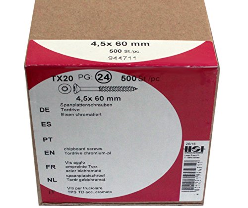 Preisvergleich Produktbild Spanplattenschrauben Tordrive chromatiert 4,5x 60mm HW 500