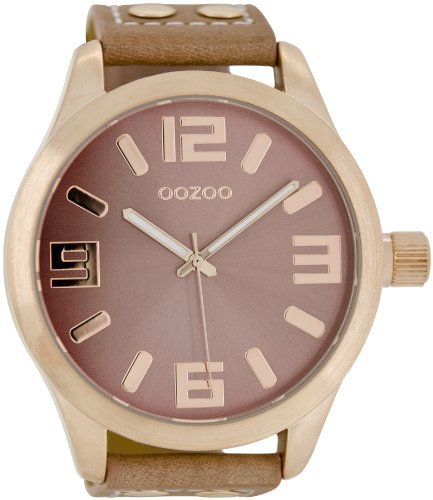 Oozoo XXL Herrenuhr mit Lederband - C4982 - Rose/Pinkgrau Oozoo XXL Herrenuhr mit Lederband - C4982 - Rose/Pinkgrau