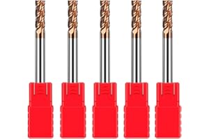 ASNOMY 5PCS 3mm HRC55 Molino de extremo cuadrado de carburo, molino de extremo de carburo de micro grano para metal duro, 4 flautas de fresadora, AlTiN recubierto de CNC Fresas
