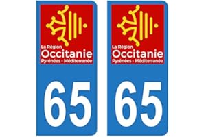 HADEXIA Autocollant Stickers Plaque immatriculation Voiture Auto département 65 Hautes-Pyrénées Logo Région Occitanie