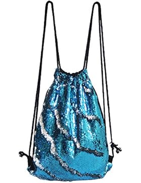 DrCosy Meerjungfrau Kordelzug Magie Reversible Pailletten Rucksack Mode Glitzernde Tanz Tasche mit Tasche 35x45CM...
