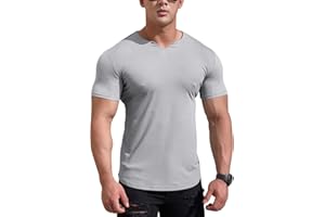 Ychnaim Camisetas atléticas de la Malla de los Hombres con el Cuello en V Partido para el Levantamiento de Pesas del Entrenamiento del Gimnasio