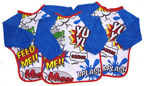 Baby Bib with Sleeves Set Of Three Boys Girls or Unisex 6-18 month Approx...