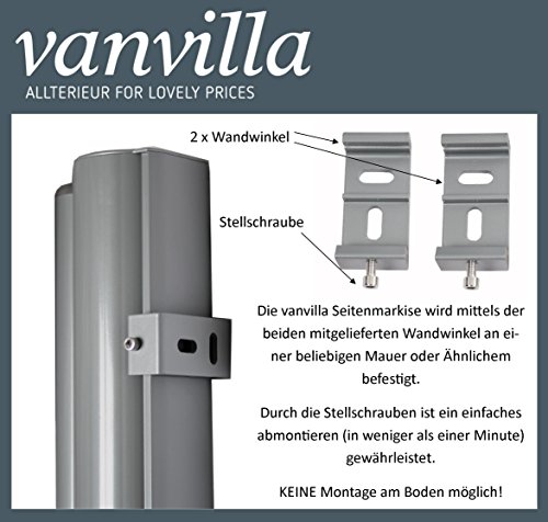 vanvilla Seitenmarkise Sichtschutz Sonnenschutz Windschutz Markise Seitenwand Anthrazit 120×300 cm - 3