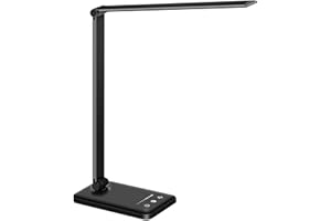 TOVARIN Lampara escritorio Flexo Led Escritorio de 5 modos de Luz Led 10 niveles de brillo,Lampara escritorio led con Función de memoria regulable Flexo Escritorio con USB Flexo Escritorio (NEGRO)