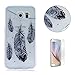 Produktbild Samsung Galaxy S6 Hülle (Mit Frei HD Displayschutz) Transparent Weiche Silikon Schutzhülle,Weicher Flexibel Klar Gel Silikon TPU Hülle Superdünn Stoßfest Tasche Telefon-Kasten Schutz Tasche Schutzhülle Durchsichtig Handyhülle Silikon Case Schale für Samsung Galaxy S6 with Embossed Pattern Design-Schwarze Feder