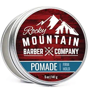 Rocky Mountain Barber Company Pomade for Men Classic Hair Styling Tool Product Tub with Strong Firm Hold for Side Part, Pompadour and Slick Back Looks Medium Shine and Easy Wash Out Water Based (5 oz)