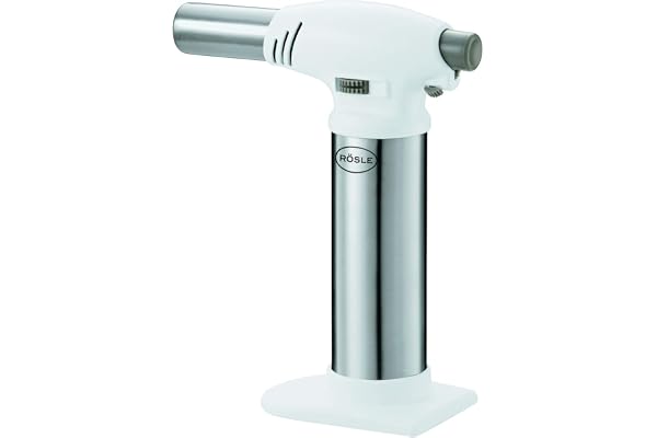 RÖSLE Chalumeau de cuisine, acier inoxydable 18/10, 16,5 cm, Argenté/Blanc, 23 x 11 x 17 cm