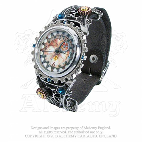 Alchemy Empire: Steampunk AW23 - Orologio da polso, cinturino in acciaio inox colore argento