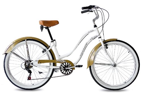 26″ BEACHCRUISER ALOHA 2.0 DAMENFAHRRAD 6 Gang SHIMANO weiss RETRO LOOK – 66,0 cm (26 Zoll) - 2
