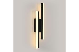 Toolight Applique Murale Intérieure LED, 16W 1800LM Lampe Murale Moderne, Applique Murale LED Acrylique 3000K Lumière Blanche Chaude pour Chambre à Coucher Couloir Salon Escaliers, Noir