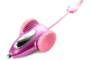 Migipaws Jouets automatiques pour Chat, Jouet Souris Intelligent pour Chat, Jouet interactif pour Chaton avec LED, Rechargeable (Rose)