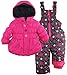 Pink Platinum Baby Girls Snowflake Printed Two Piece Snowsuit Ski Bib Pant Set, Pink Glo, 12 Months