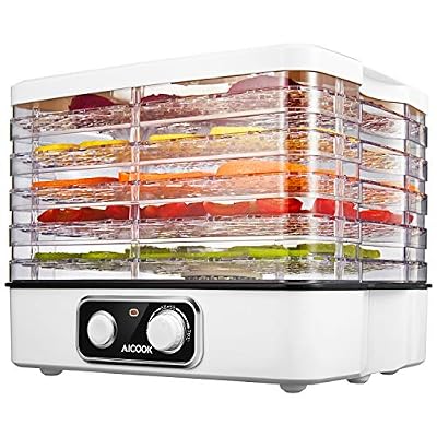 Aicook Déshydrateur Alimentaire Électrique 5 Étages, Déshydrateur pour Aliments avec Thermostat Réglable 35℃-70℃ pour Boeuf Séché, Fruits Séchés, Légumes & Noix, Sans BPA & Sécurité de Lave-vaisselle