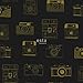 Price comparison product image chalk printed non woven wallpaper polaroid cameras black en shiny gold - 128825 - from ESTAhome.nl