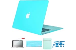 Se7enline Compatible with Macbook Air Case Cover for Macbook Air 13.3" (Models: A1369, A1466),with Soft Sleeve Bag and Silicon Keyboard Protector &Screen Protector & Dust plug, RobinEggBlue
