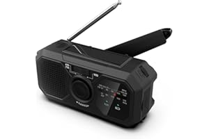SHOPECO SOLARIS Tragbarer Kurbelradio mit integrierter Taschenlampe, Solarpanel und Handkurbel-Ladefunktion.