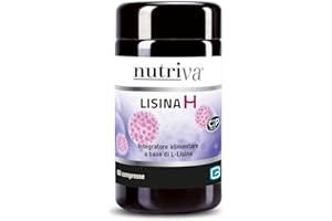 NUTRIVA Lisina H, Integratore Alimentare a base di L-lisina, 60 compresse, utile per supportare le difese immunitarie, vegano.