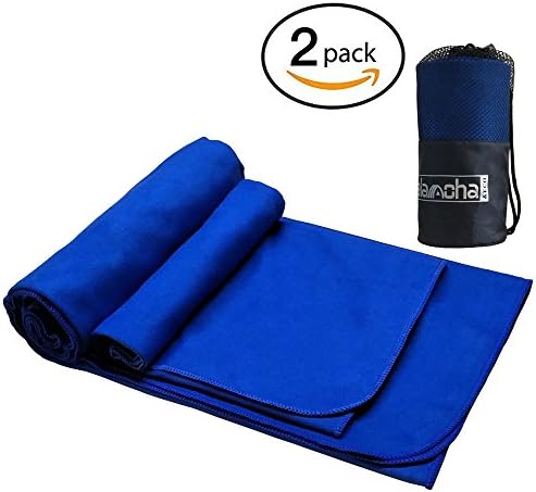 2Pack Microfibre Travel Sports Towel by alamoha. Super Absorbent-Compact-Lightweight and Fast Dry Swimming Towel ( 80x150cm) with Gym Bodybuilding Towel (30x96cm) & FREE Storage Little Bag. Suitable for Travelling,Pool,Diving,Beach,Camping,Hike,Cycling,Mountaineering, Gymnastics,Yoga or Bath (Royal, Large)