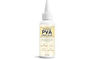 Erigathe PVA Glue Washable, 120g White Strong Craft Glue, Flexible Book Binding Adhesive for Kids Art, School Projects, Paper DIY, Woodwork and More