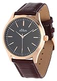 s.Oliver Herren-Armbanduhr Analog Quarz Leder IP Gold SO-15145-LQR
