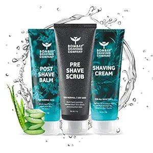 Bombay Shaving Company Shaving Starter Kit - Shaving Cream, Scrub, Post Shave Balm, with Free Towel