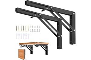 Vebetter 400mm Staffa Pieghevole, 2Pcs Mensola Pieghevole, Staffe Mensole Pesanti, Supporto Da Parete In Metallo Nero, Per Garage, Cucina, Camera Da Letto, Supporto Tavolo Staffe Carico Massimo 90KG.