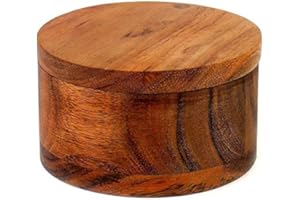 Kaizen Casa Salzdosen aus Holz für Küche oder Esszimmer mit einzigartigem Fach für Salz, Gewürze, Kräuter, Gewürz und Akazienholz, handgefertigt.