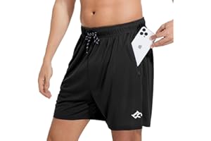 LORSPORTCH Pantalones Cortos de Gimnasio para Hombre Correr Deportivos Bolsillos con Cremallera