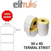 Elitrulo Barkod Etiketi 30x40 Termal - 1000 Adet