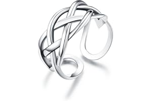 IMINI Anillos de Plata de Ley de Apertura Ajustable Mujer Hombre niña