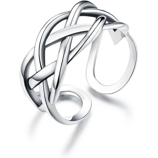 Anello Celtico In Argento Sterling 925 Regolabile - Nodo Celtic Con Design Aperto, Unisex - Foto 8