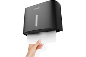 BEZADI Paper Towel Dispenser Wall Mounted, Adhesive Multifold C-Fold Hand Towel Dispenser, Folded Commercial Tissue Towel Dispenser for Bathroom, Black