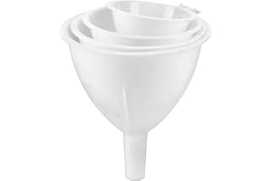 Abacus Range Plastic Funnel, Set of 4, Round Kitchen Funnels for Filling Bottles, Jars & Containers, Automotive Oil Funnel for Gas, Lubricants, and Fluids, White
