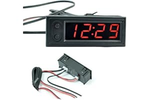 Emiif 12V 3in1 Vehicle Car Kit Thermometer + Voltmeter + Clock LED Digital Display