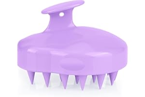 FREATECH Brosse Shampoing Massage Cuir Chevelu avec Poils en Silicone Souple pour Soin Cuir Chevelu, Détendez Tete et Éliminez Pellicules, Violet